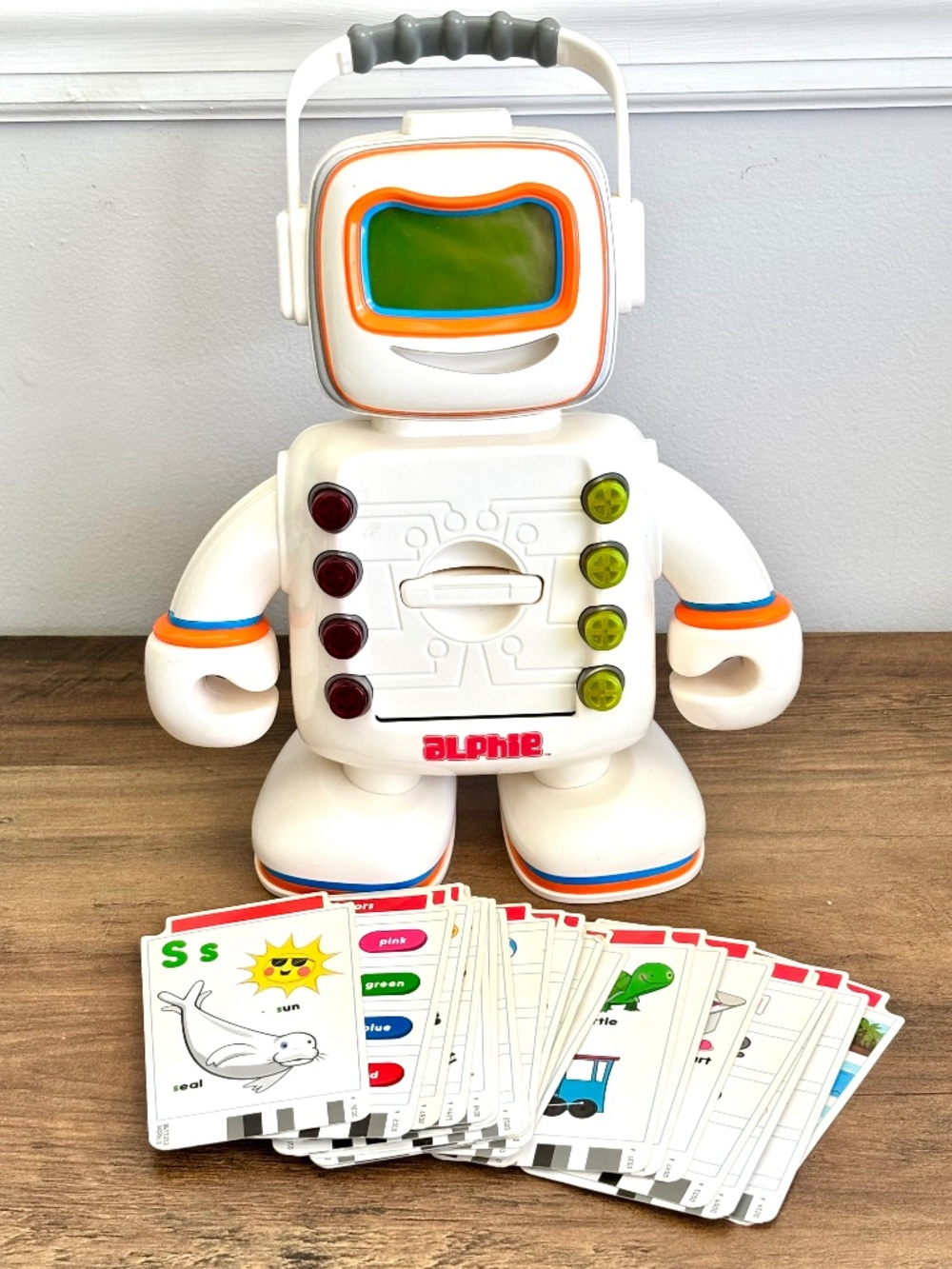 Playskool Alphie Robot Toy Cards & Cartridge 2009 Hasbro Talking Learning WORKS